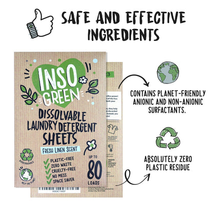 Laundry Detergent Sheets, Single Pack (40 Sheets, 80 Loads) – InsoGreen